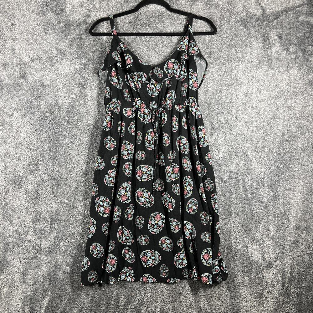 Torrid Dress Womens 1 Black Sundress Knee Length Strappy Rayon Skull Print